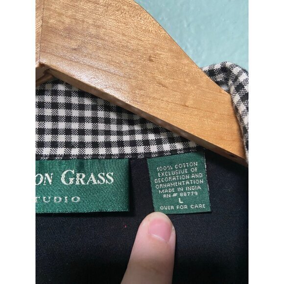 Vintage Lemon Grass Studio Women's Christmas Holiday Party‎ Santa Claus Shirt L - Picture 7 of 8